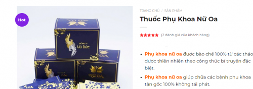 Đông y Vũ Đức ngang nhiên quảng cáo viên đặt phụ khoa Nữ Oa như thuốc chữa bệnh.