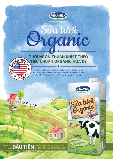 Sữa tươi Vinamilk Organic cao cấp theo tiêu chuẩn hữu cơ USDA