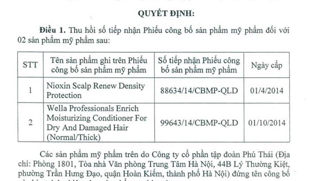 thu hồi mỹ phẩm